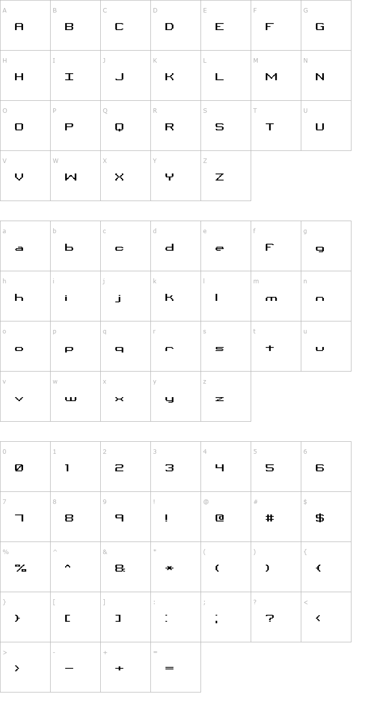 Character Map Binary X CHR BRK Font