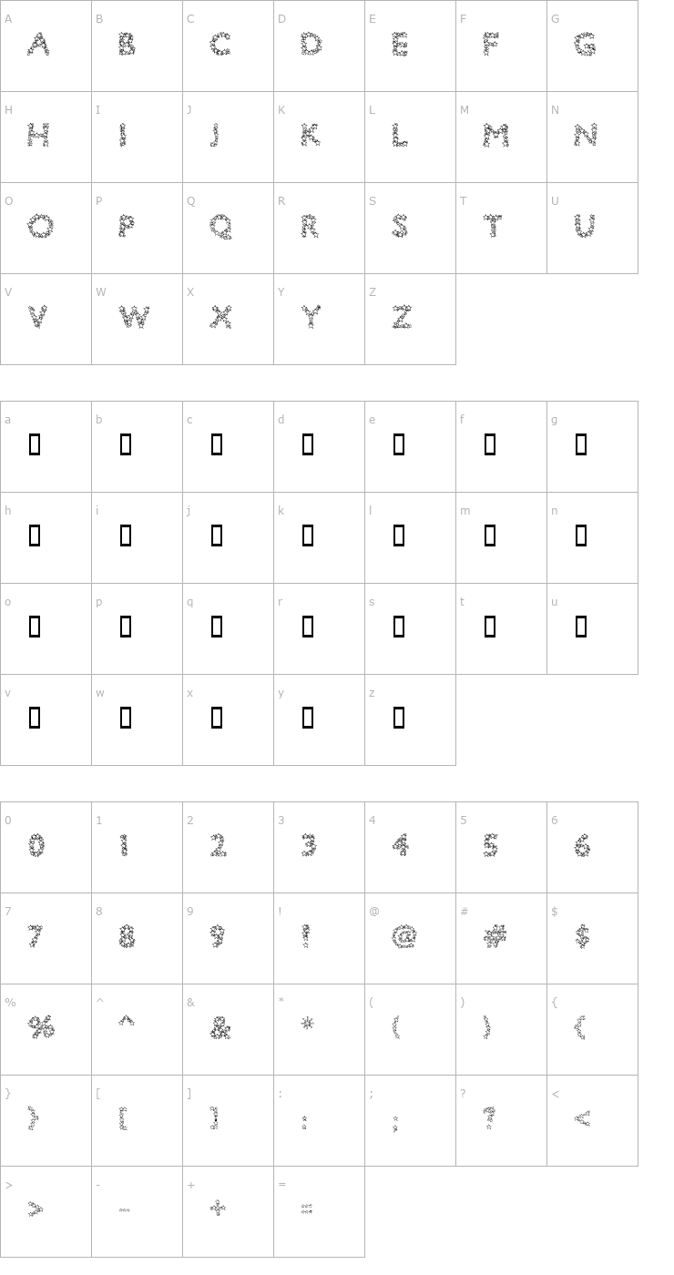 Character Map Bingo Star Font