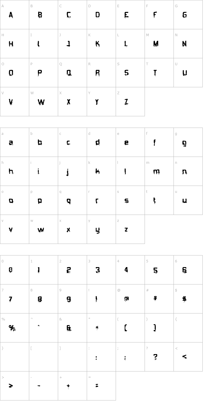 Character Map Biometric Joe Font