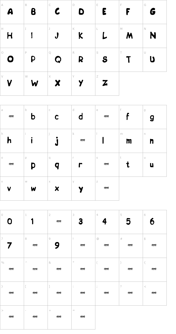 Character Map Bip Font