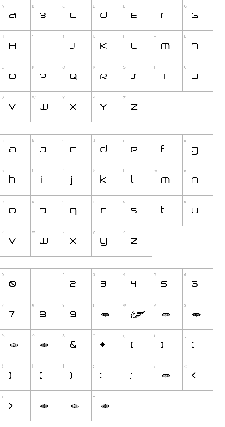 Character Map Birdman Font