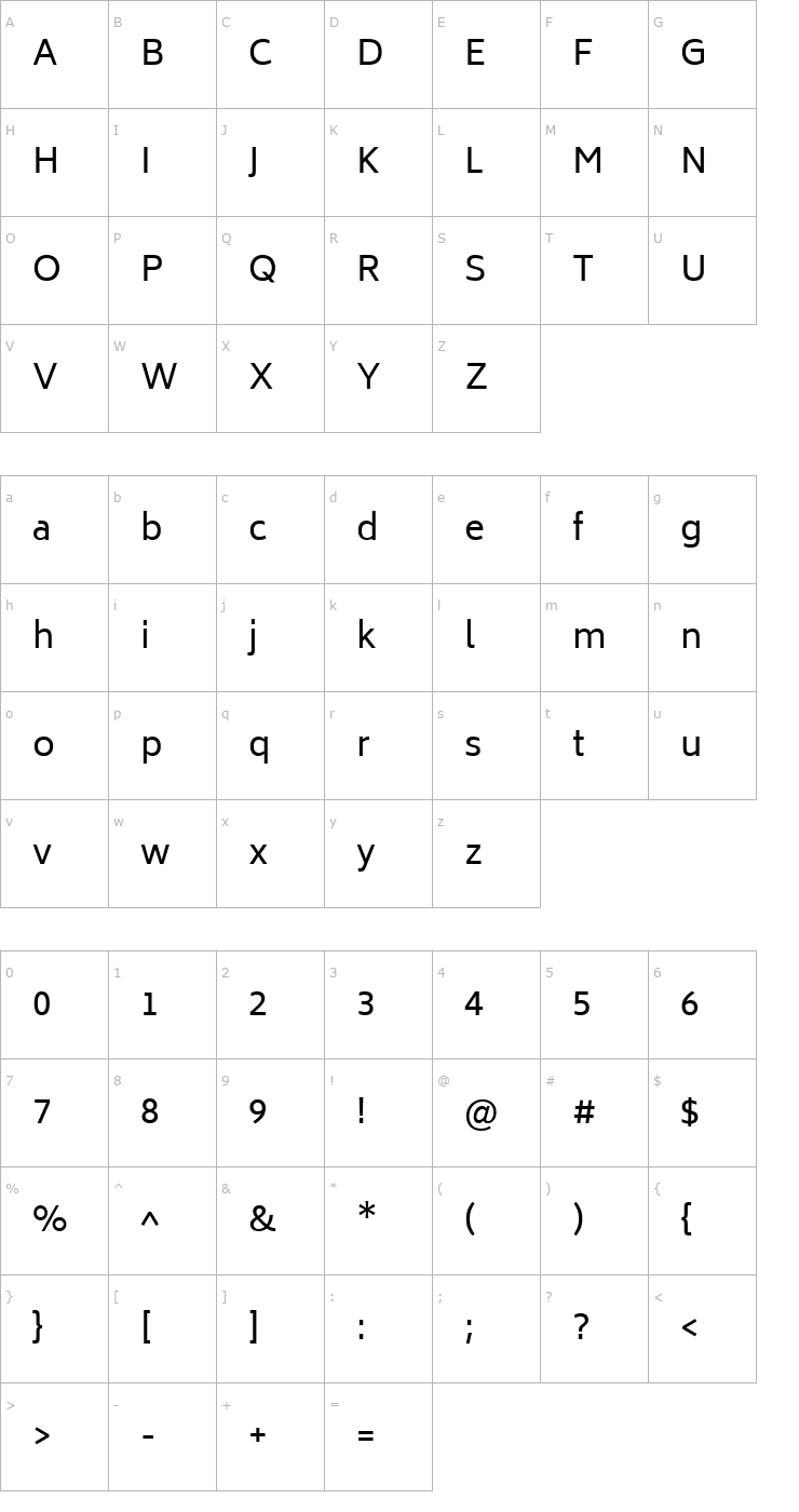 Character Map Biryani Font