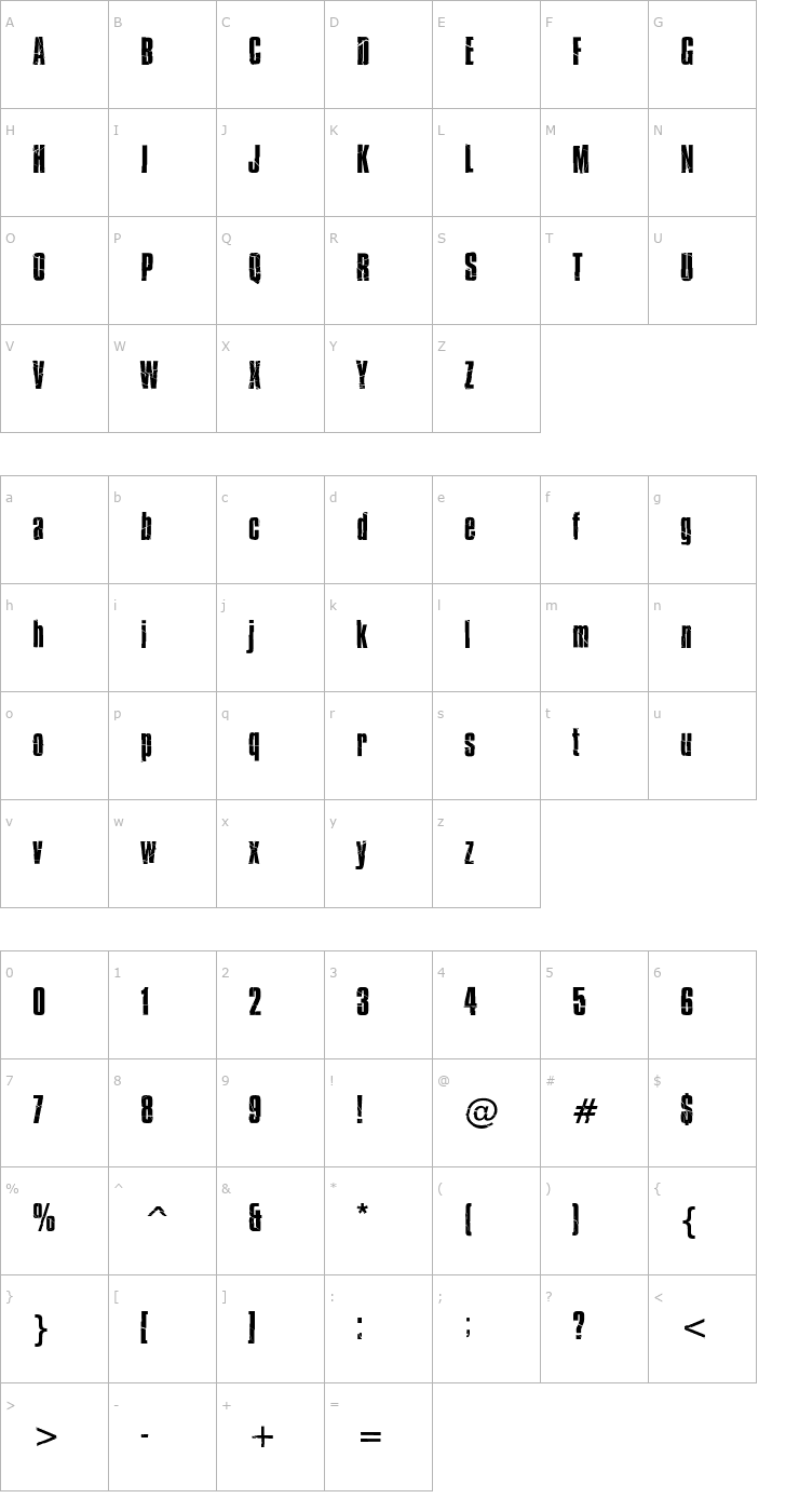 Character Map Bison Font