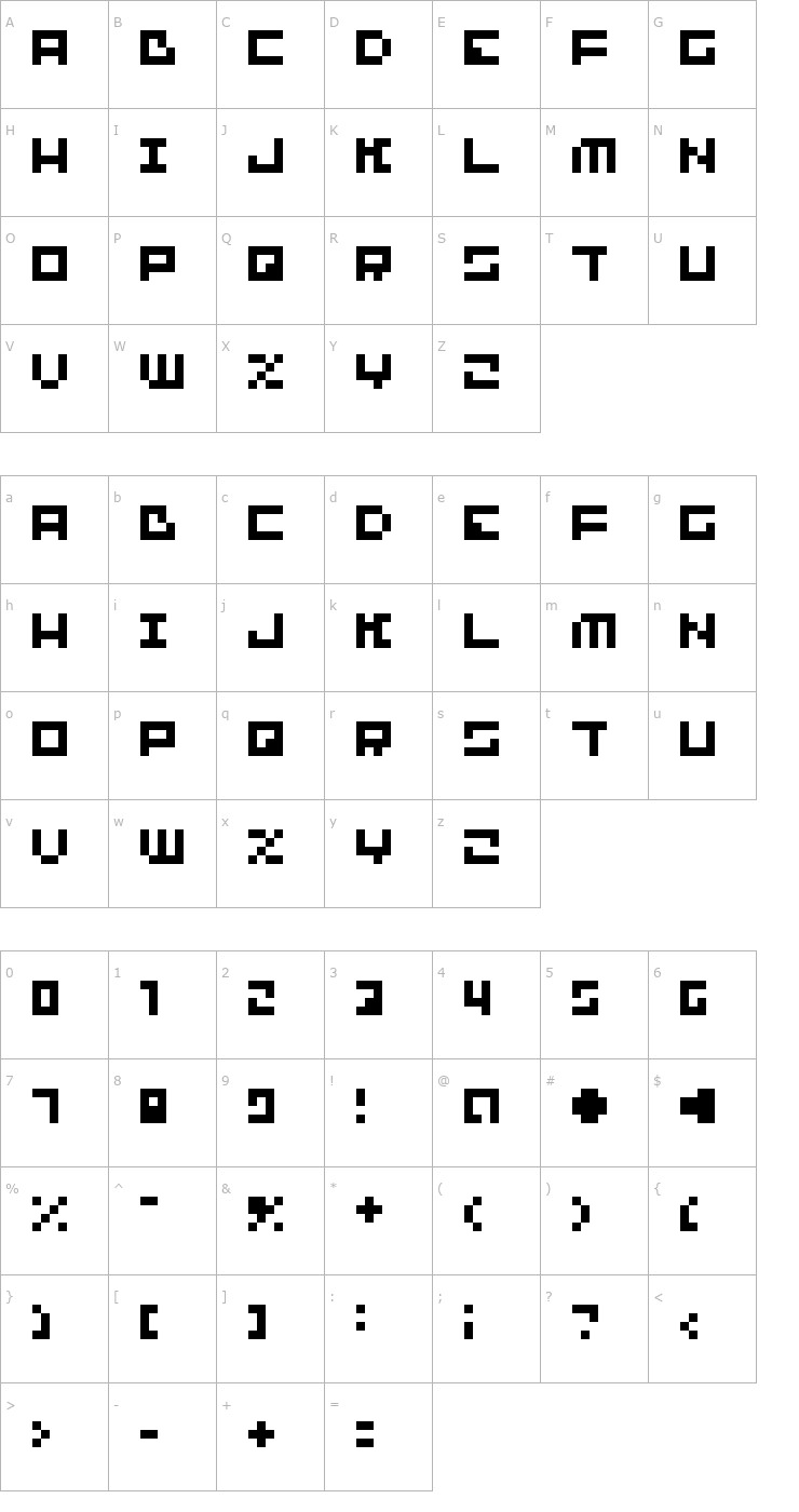 Character Map Bit-01: Cube 16 Remix Font