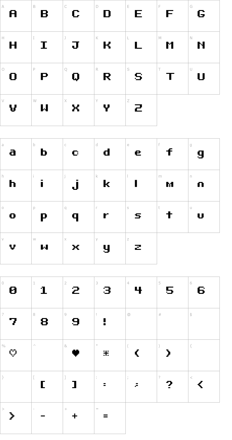 Character Map Bit Darling 10 Font