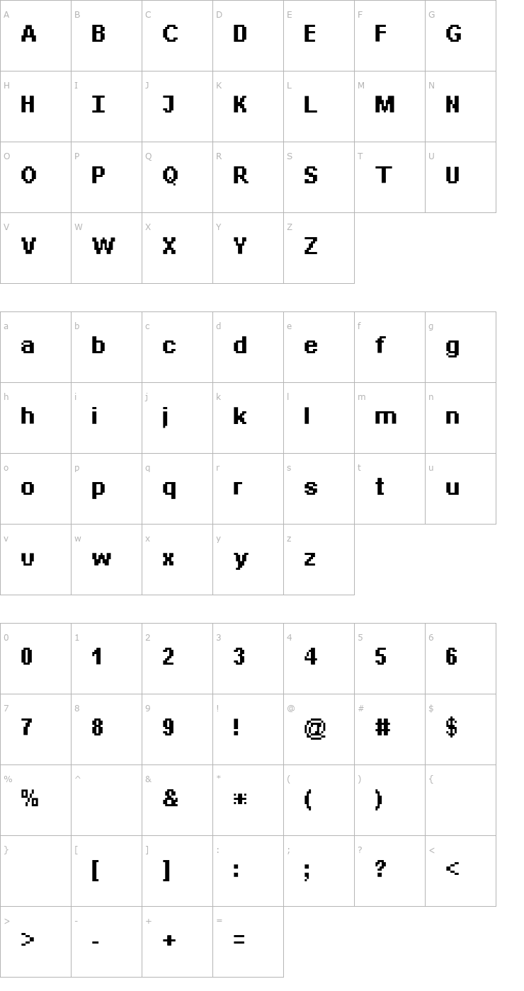 Character Map Bit Daylong 11 Font