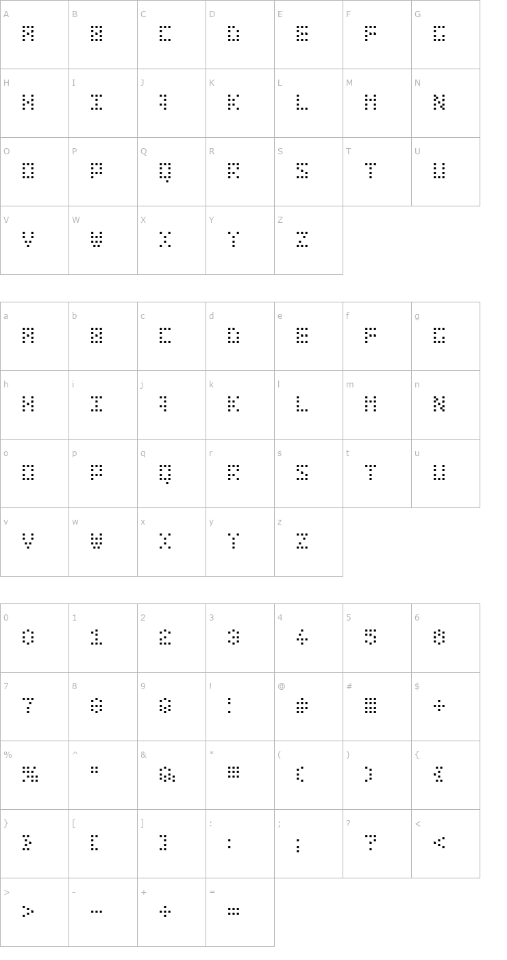 Character Map Bit Dotted Font
