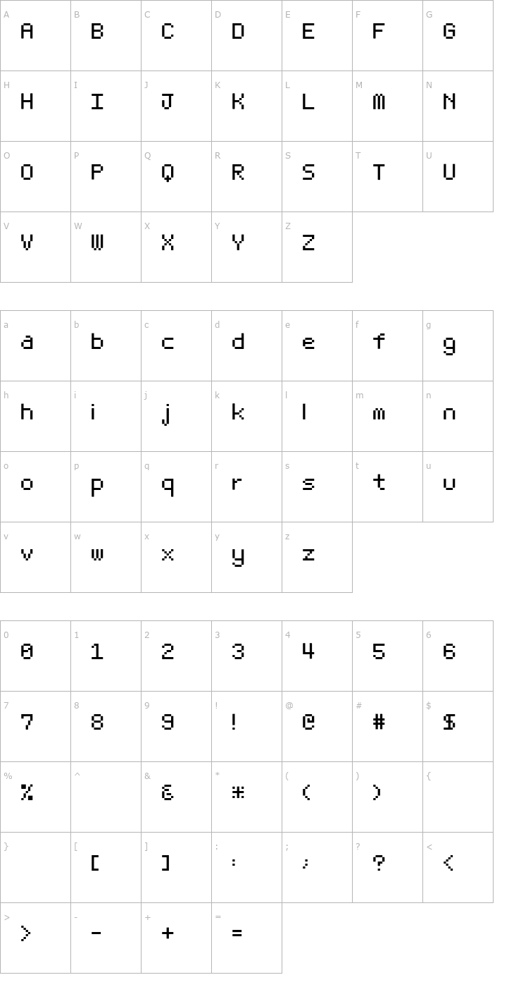 Character Map Bit Light 10 Font