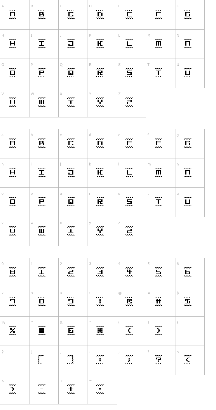 Character Map Bit Line15 (sRB) Font