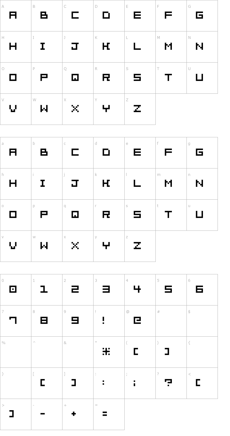 Character Map Bit Trip 7 Font