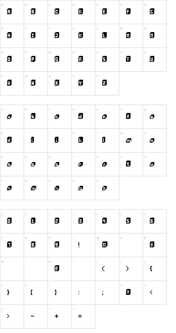 Character Map BitCube Font