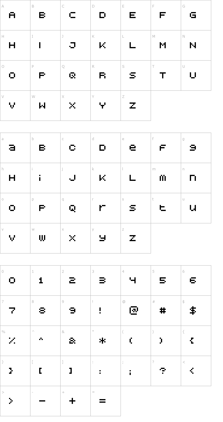 Character Map BitDust One Font