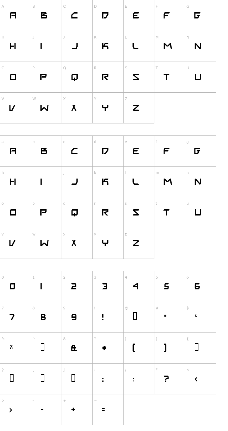 Character Map Biting My Nails Font