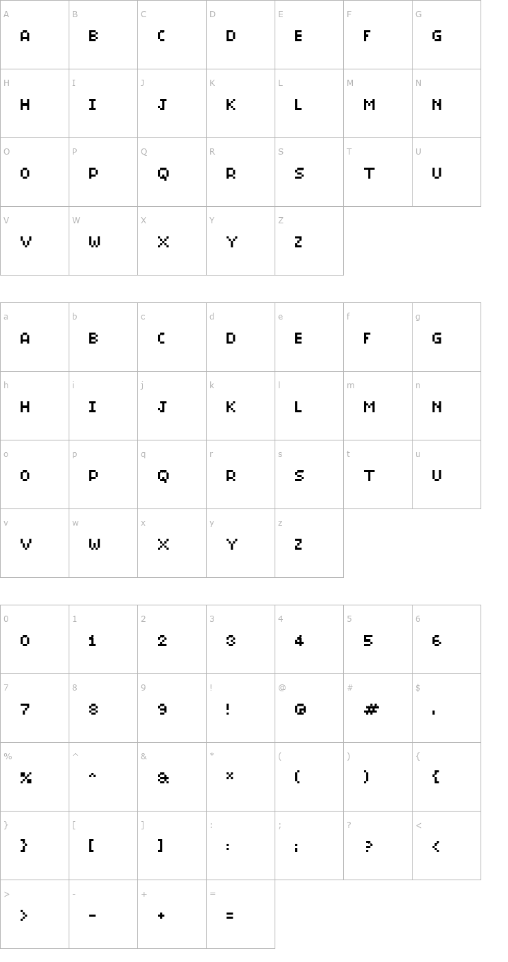 Character Map BitMicro01 Font