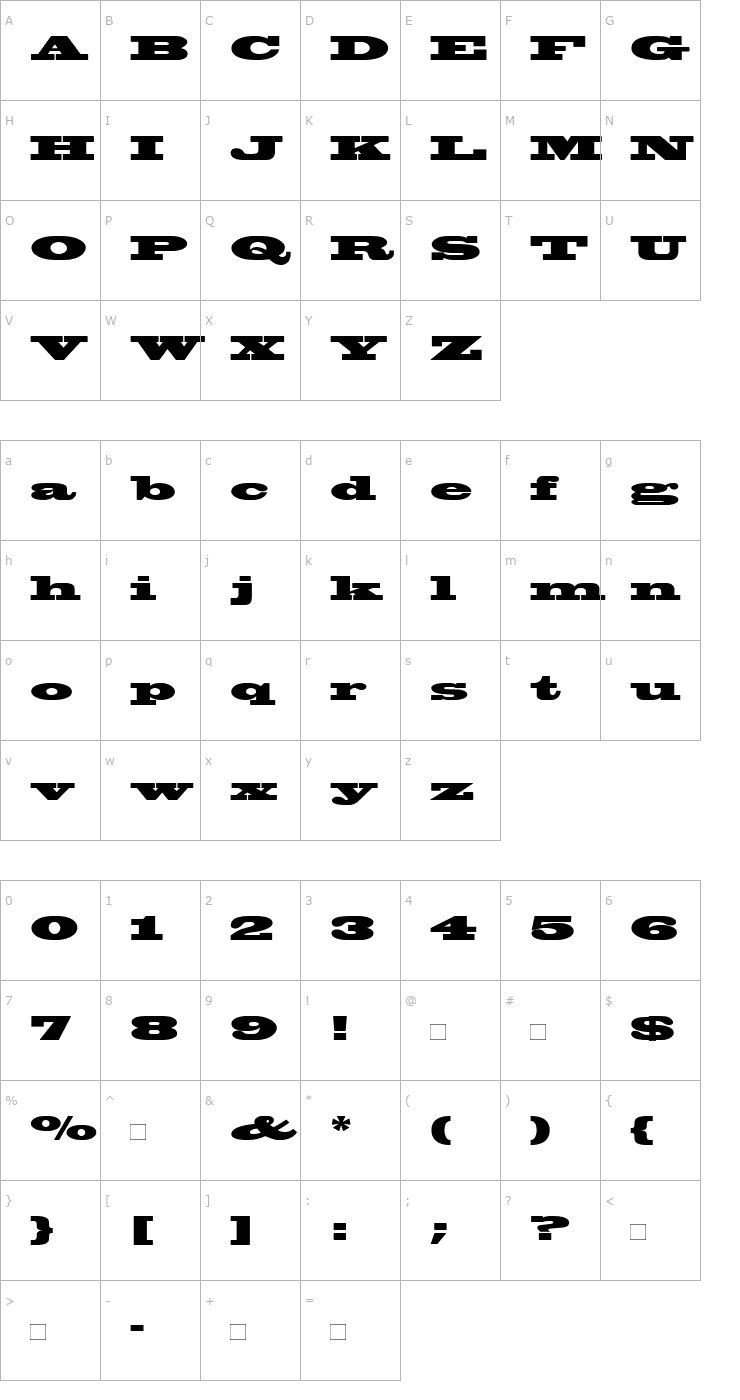 Character Map Blackoak Font