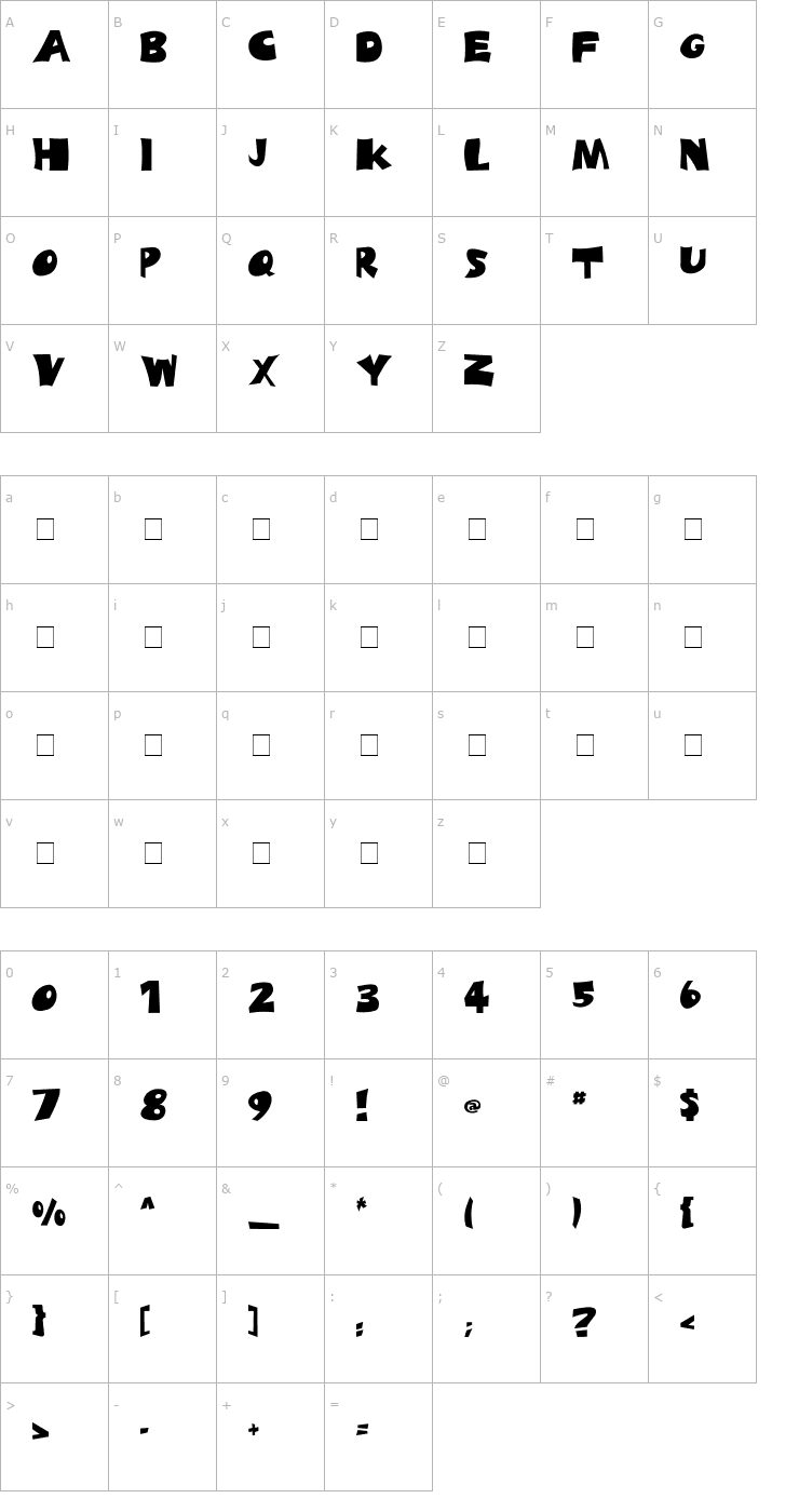 Character Map BLADES bold Font