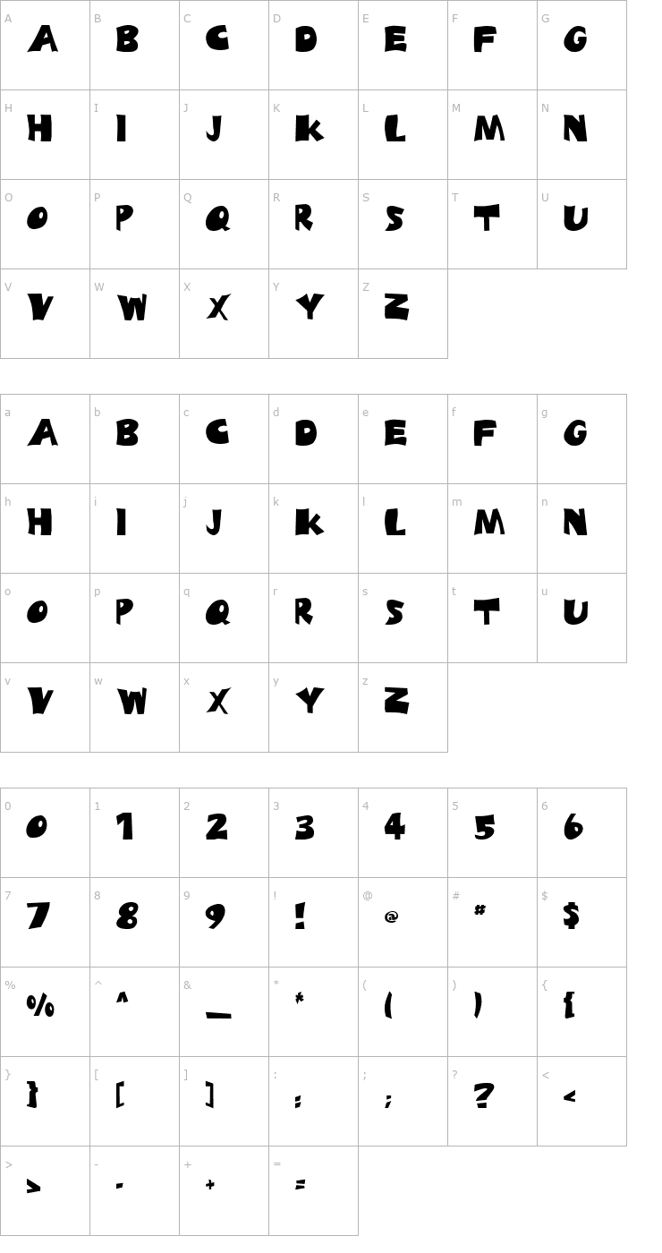 Character Map Blades Fat FC Font