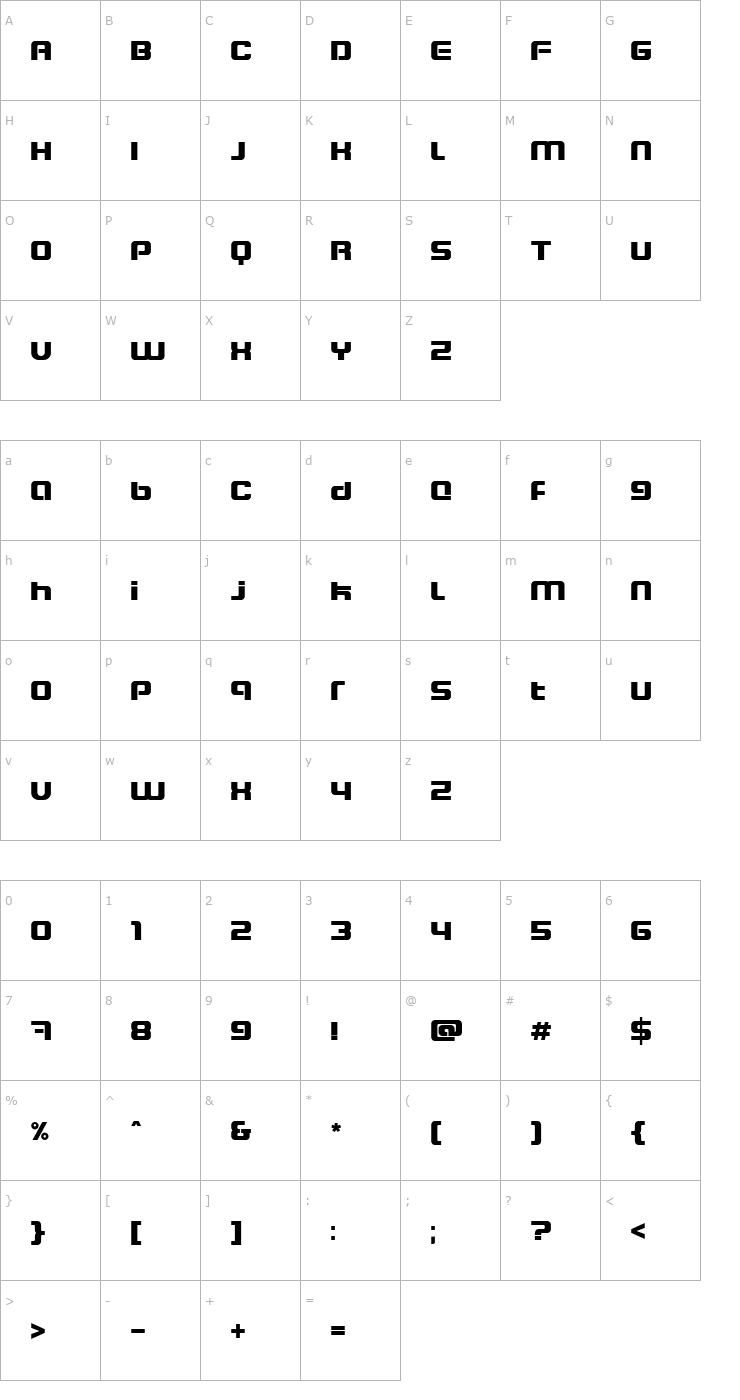 Character Map Blaster Eternal Font