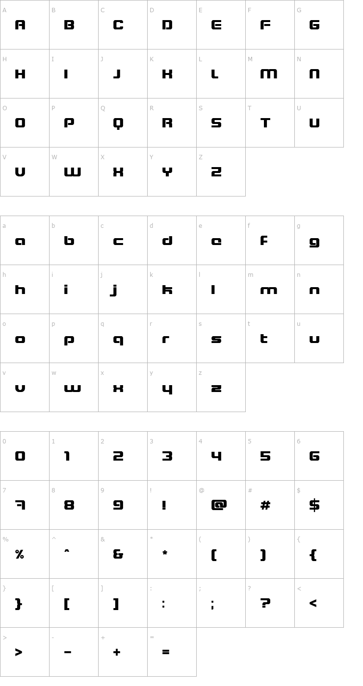 Character Map Blaster Font