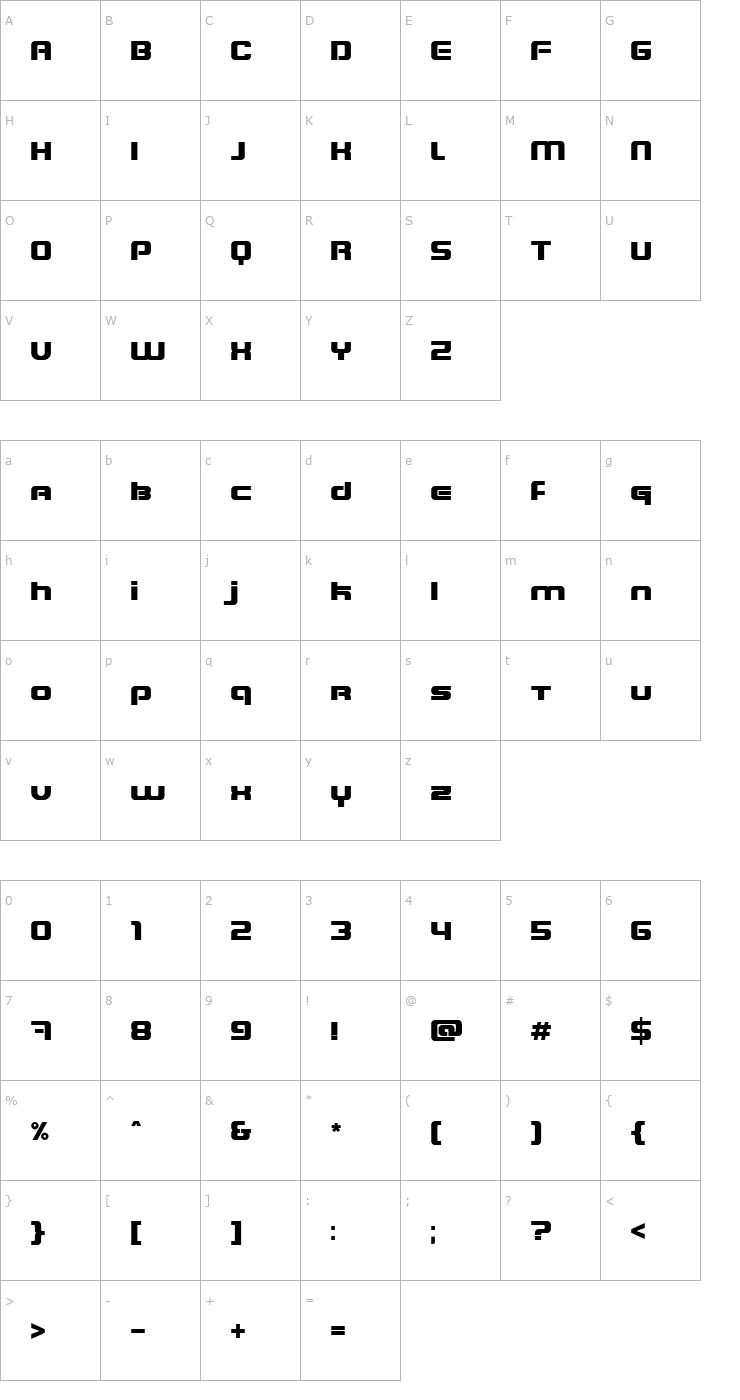 Character Map Blaster Infinite Font