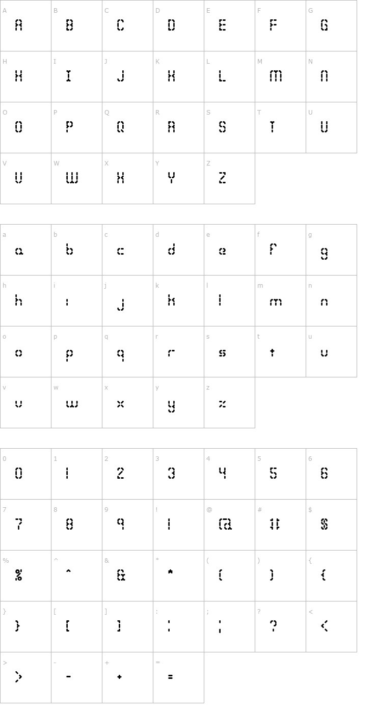 Character Map Bleak Segments -BRK- Font