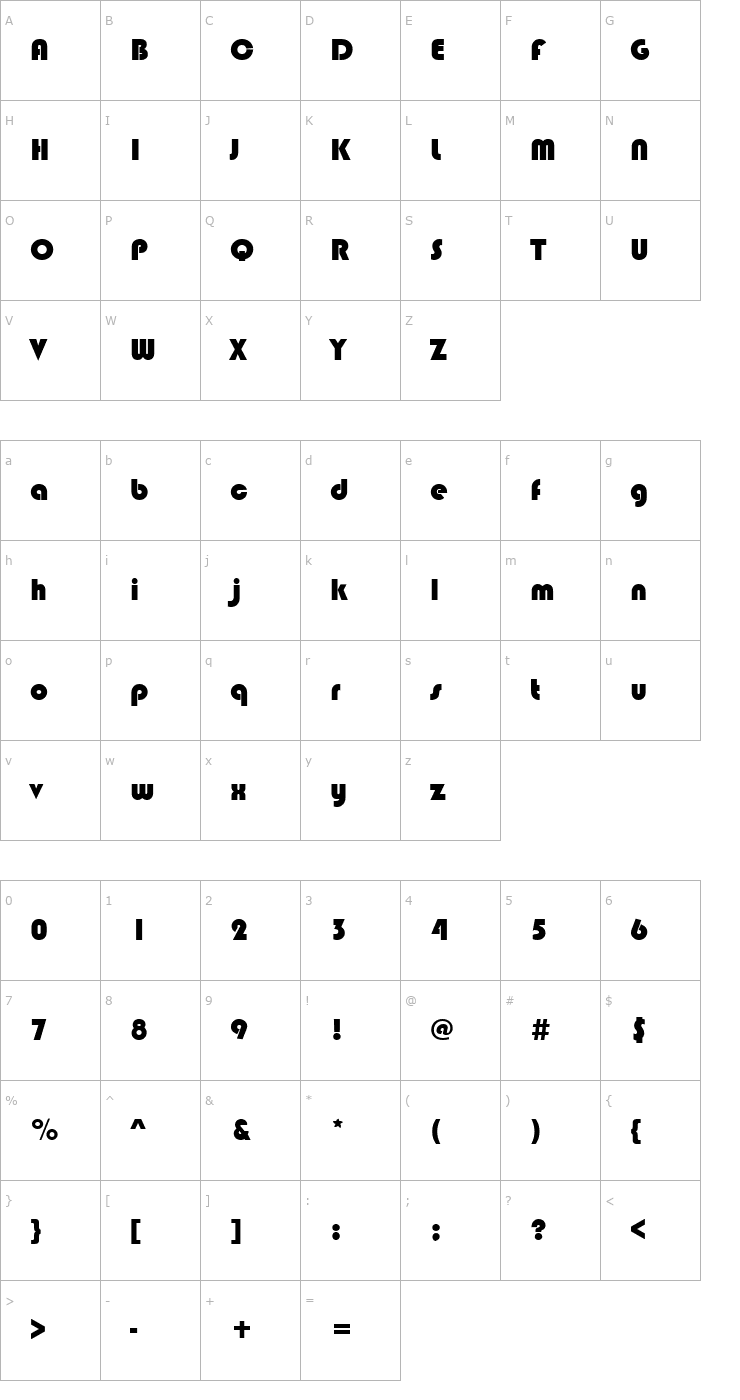 Character Map Blippo Bold Font