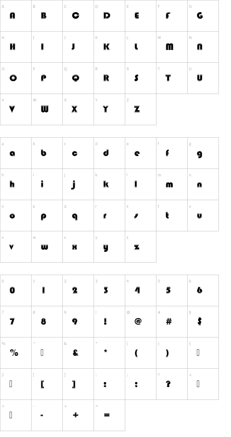 Character Map BlippoBlaDIn1 Font