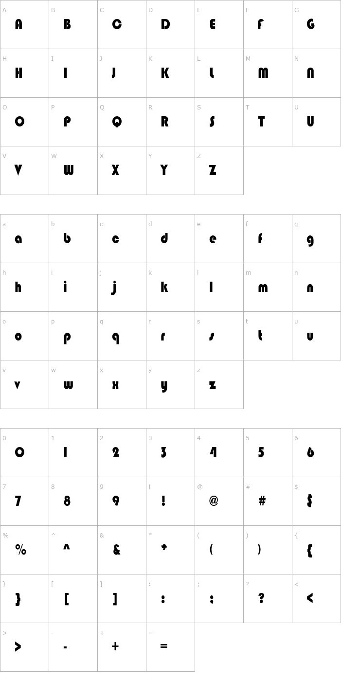 Character Map BlippoCnd-Heavy Font