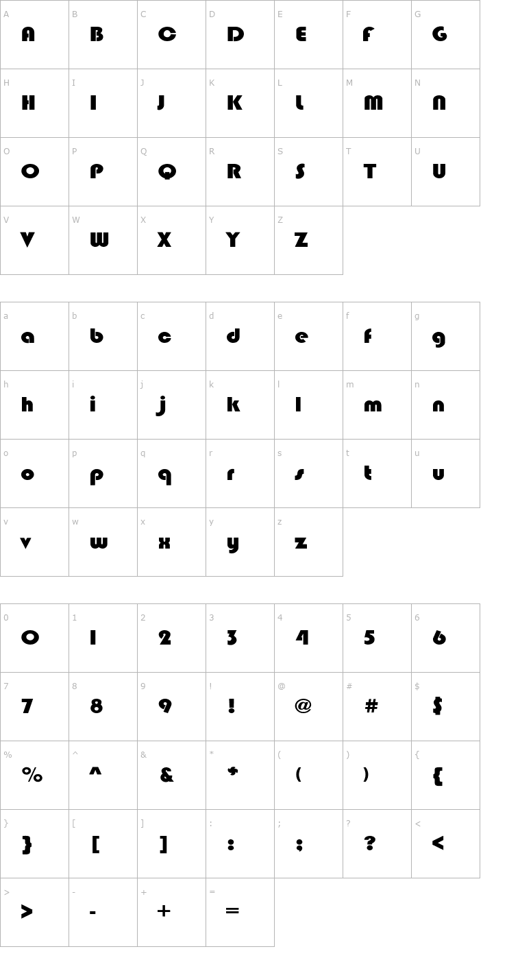 Character Map BlippoExt-Heavy Font