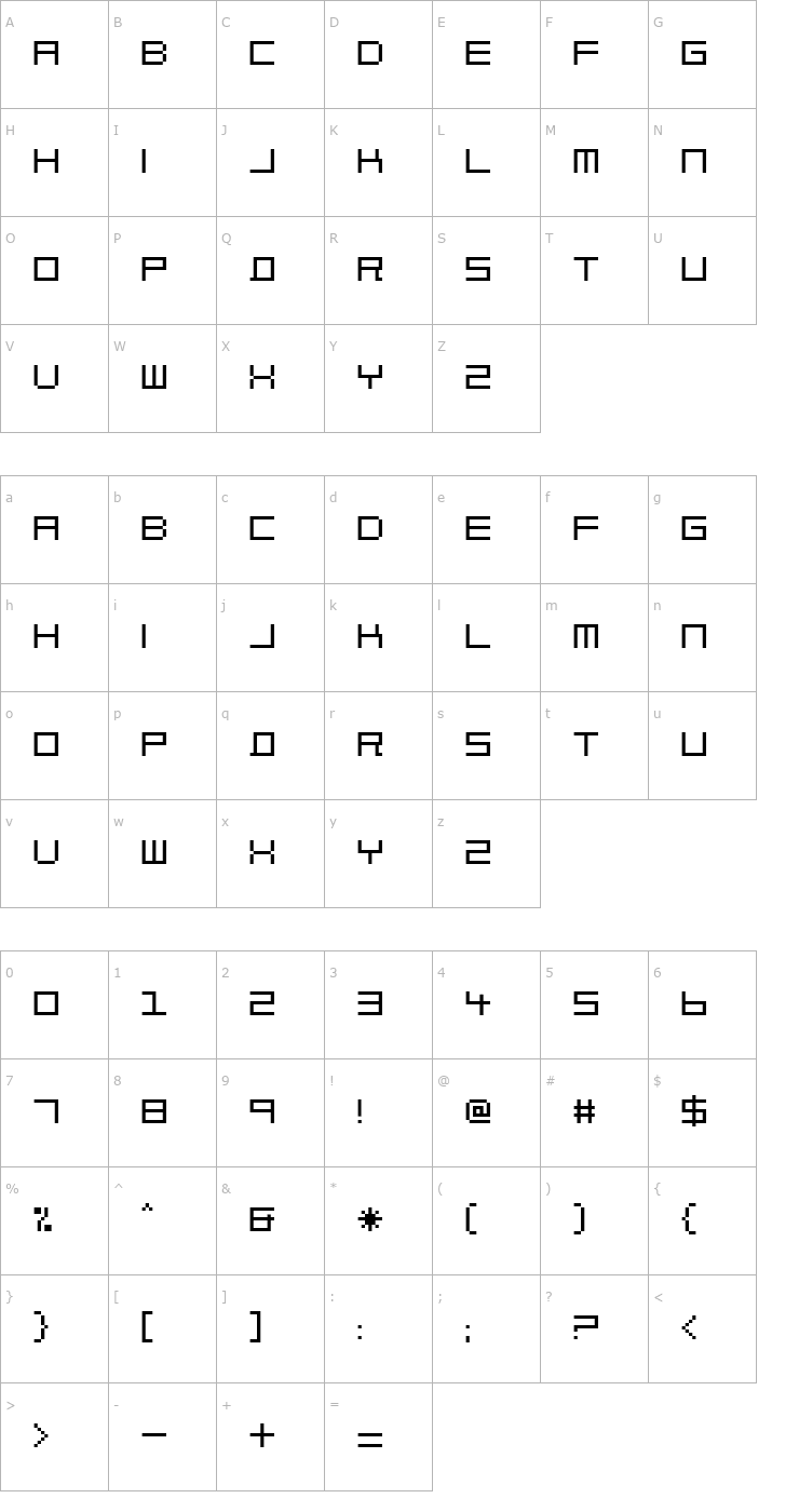 Character Map Block Out 2097 Font