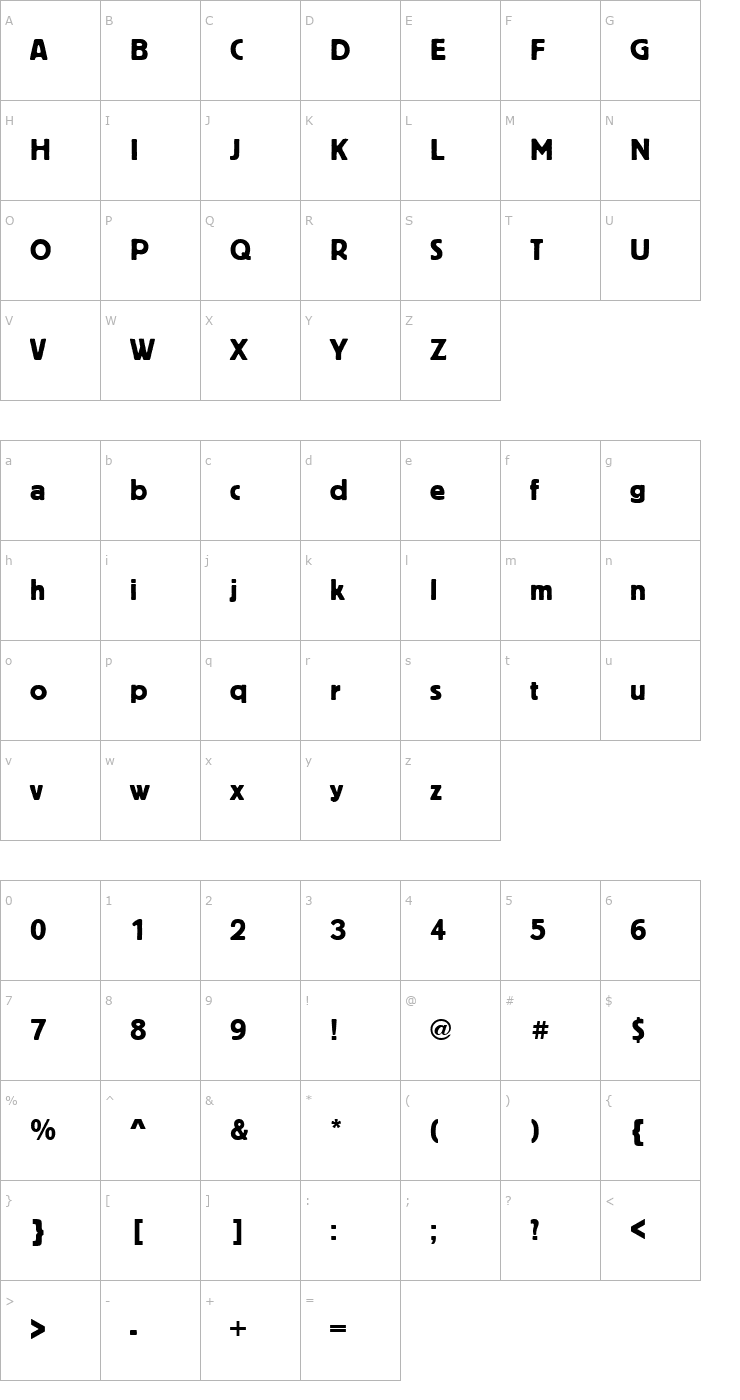 Character Map Block Regular Font