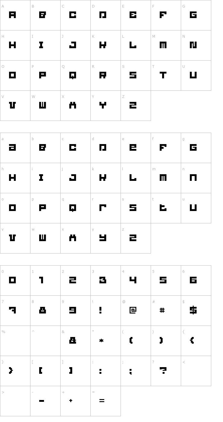 Character Map Blockbit Font