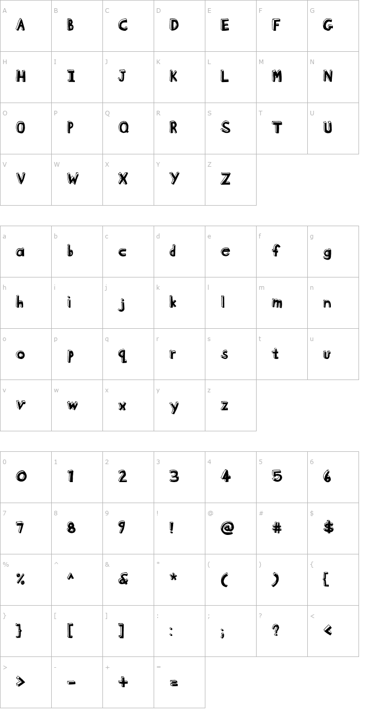 Character Map BlockheadFace-Black Font