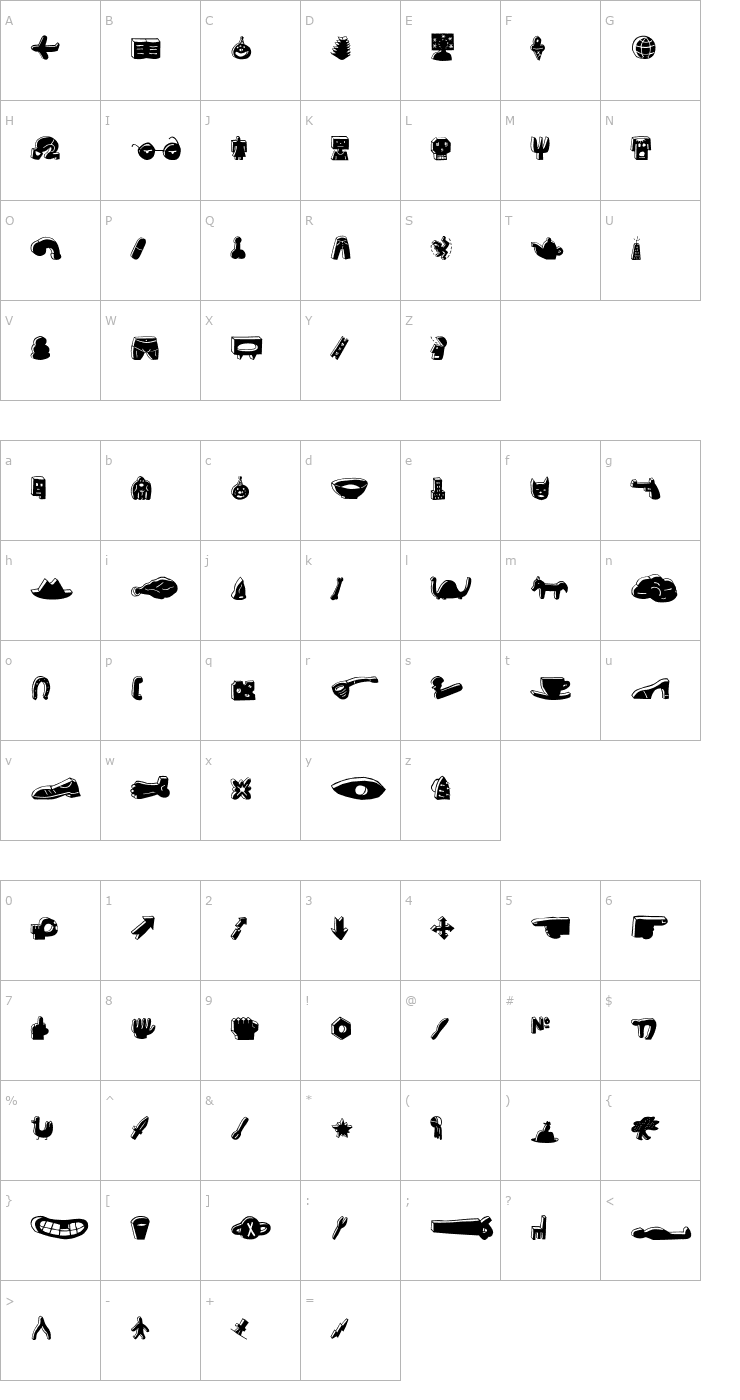 Character Map BlockheadIllustFace-Black Font