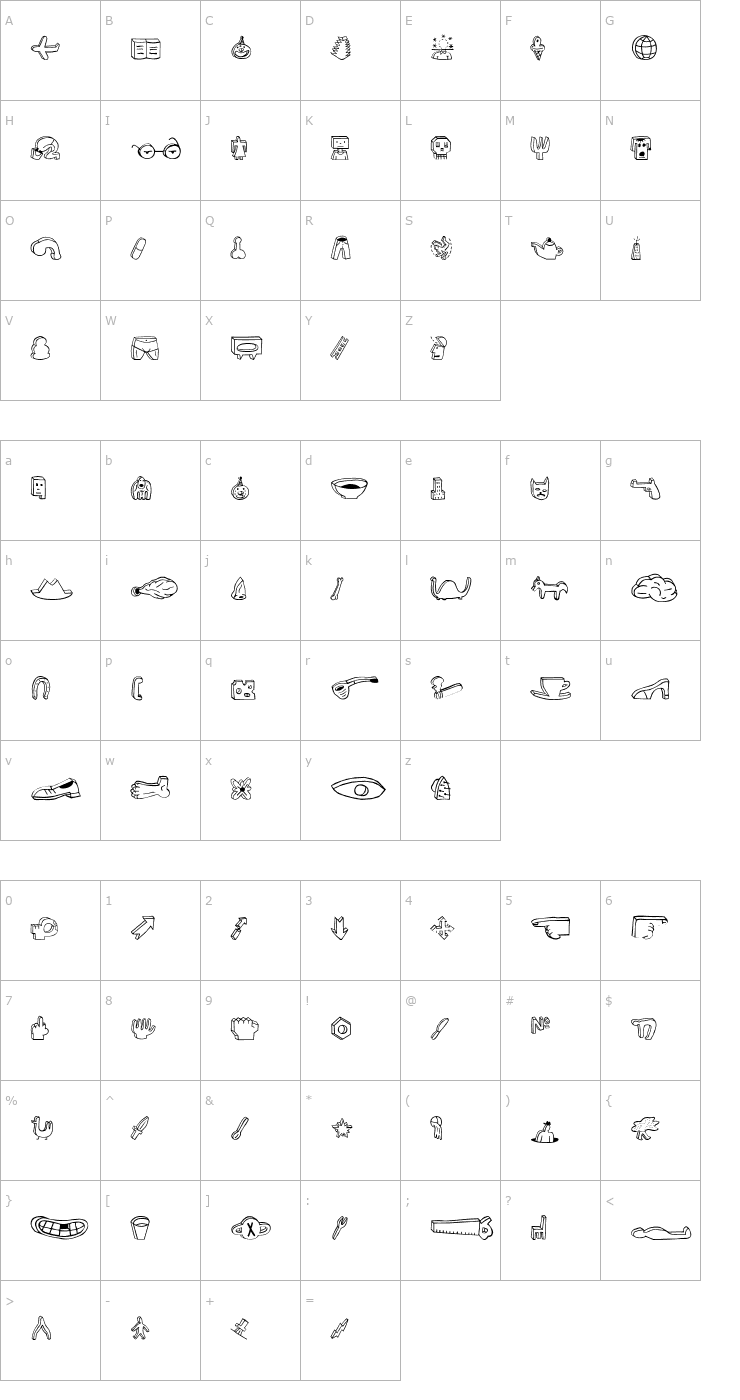 Character Map BlockheadIllustPlain Font