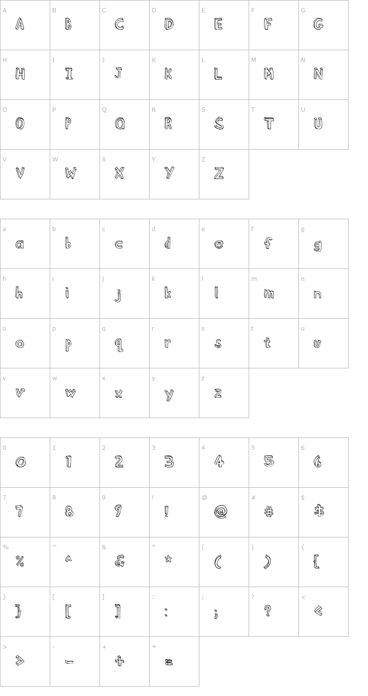 Character Map BlockheadPlain Font