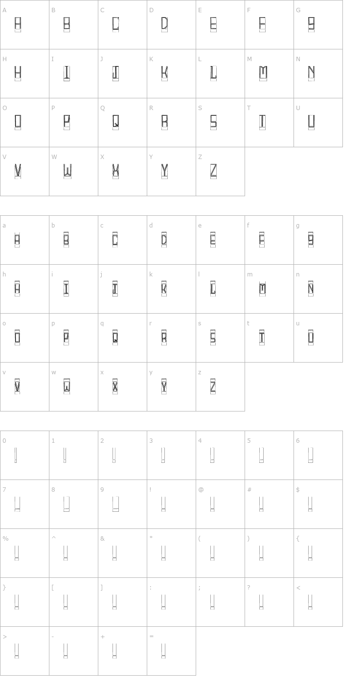 Character Map BlockTitling Outline Font