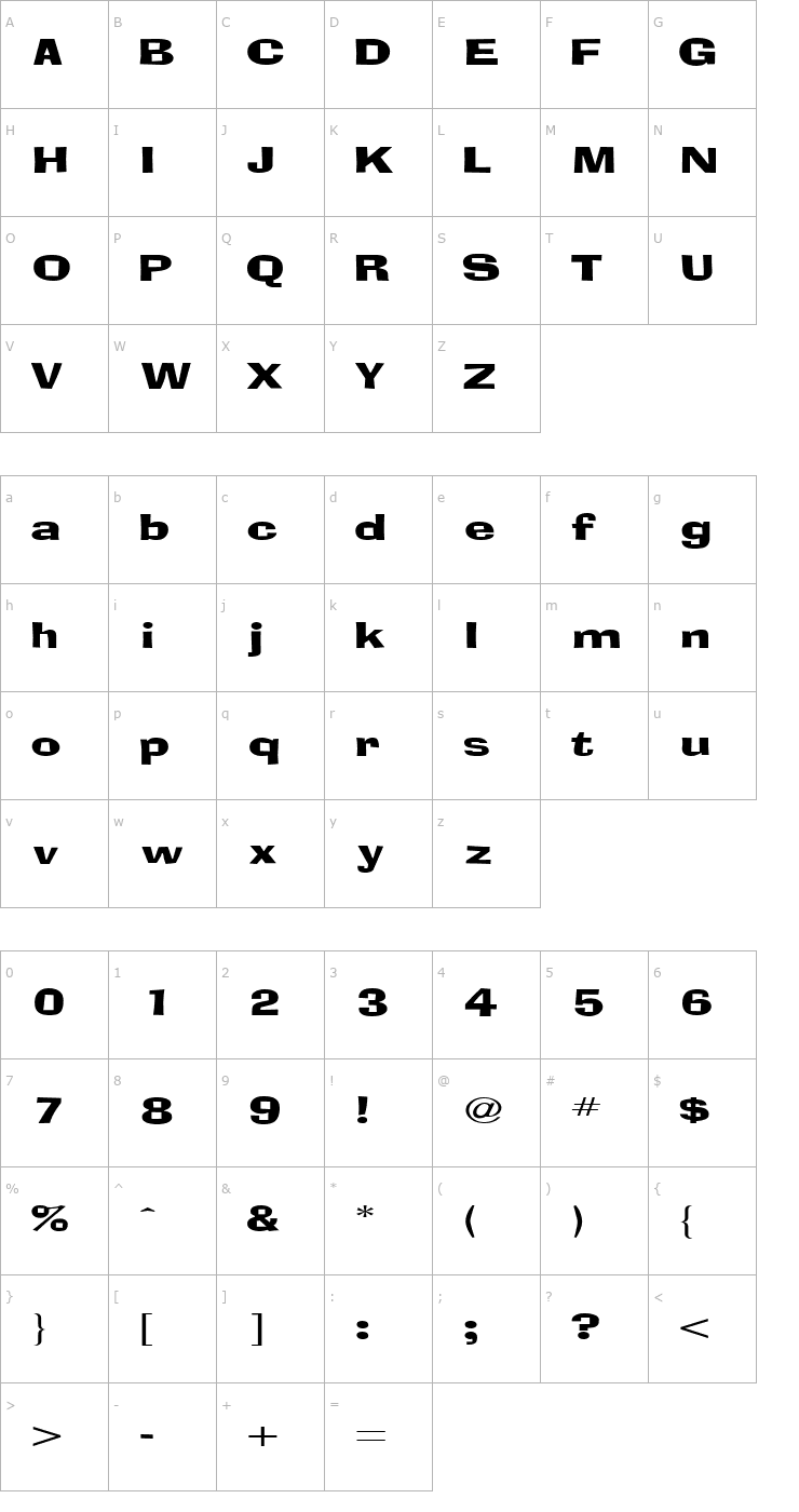 Character Map BloxExtended Font