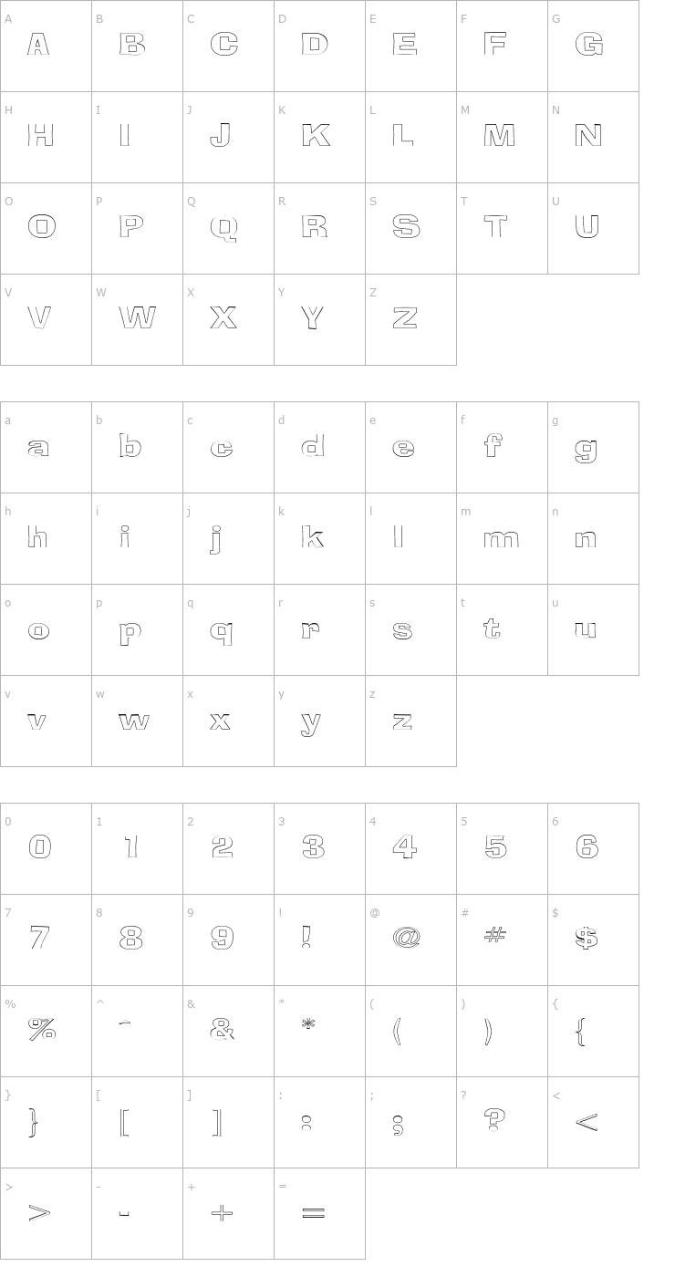 Character Map BloxOutline Font