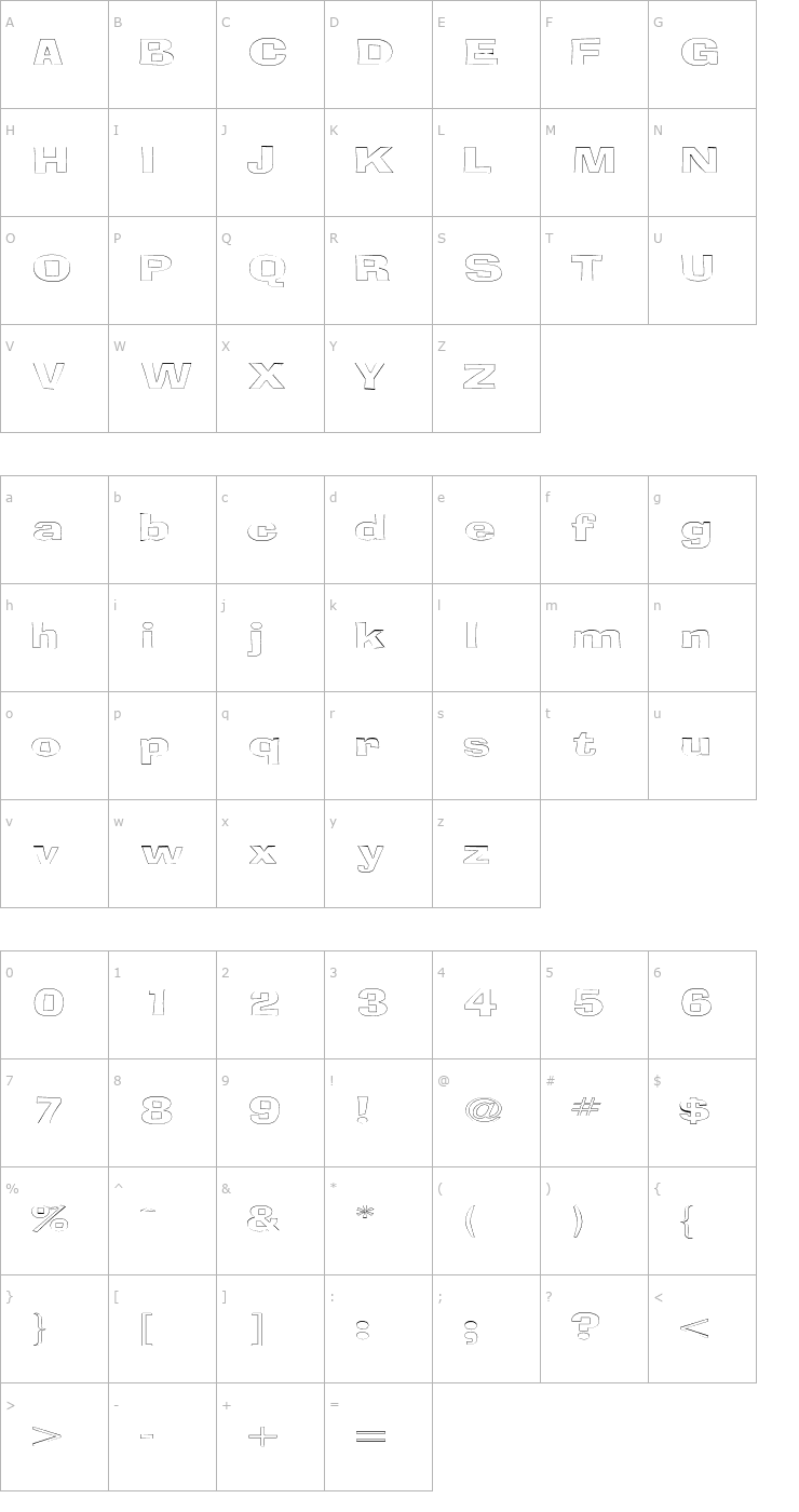 Character Map BloxOutlineExtended Font