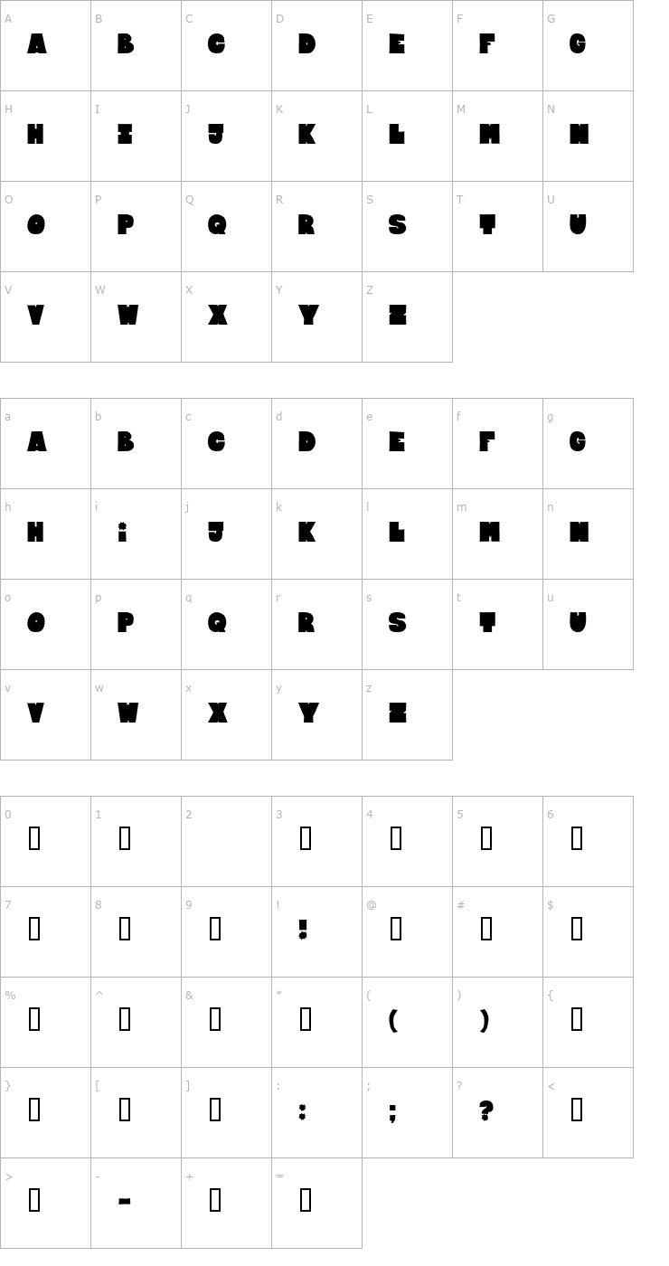 Character Map Bloxxxx ExtraBold Font