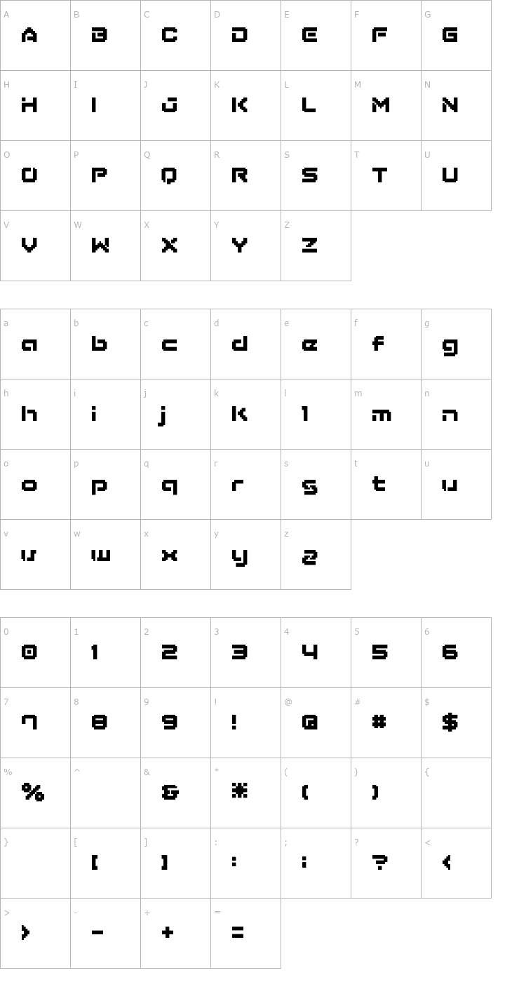 Character Map BM Army Font