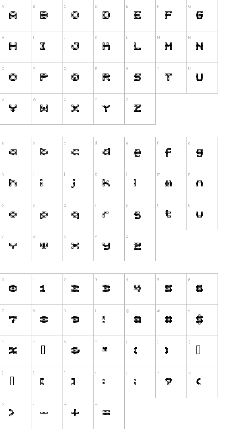 Character Map BM Block Font