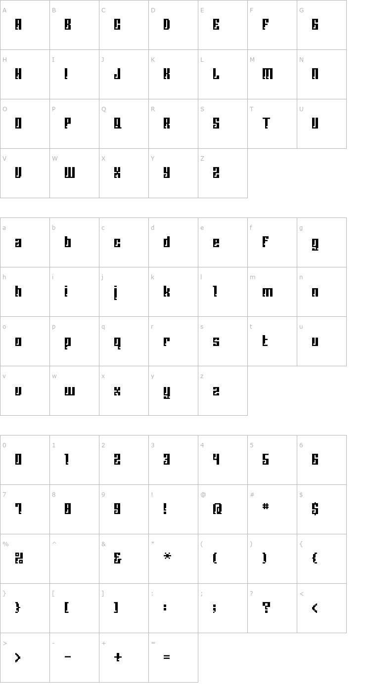 Character Map BM Corrode Font