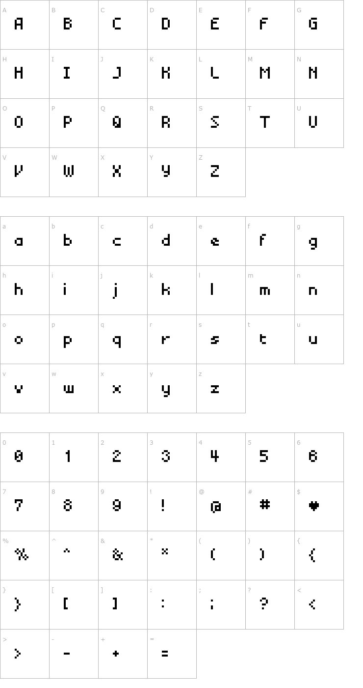 Character Map BM Mini Font