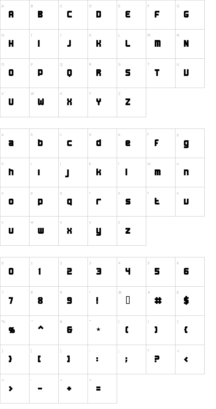 Character Map BN Machine Font