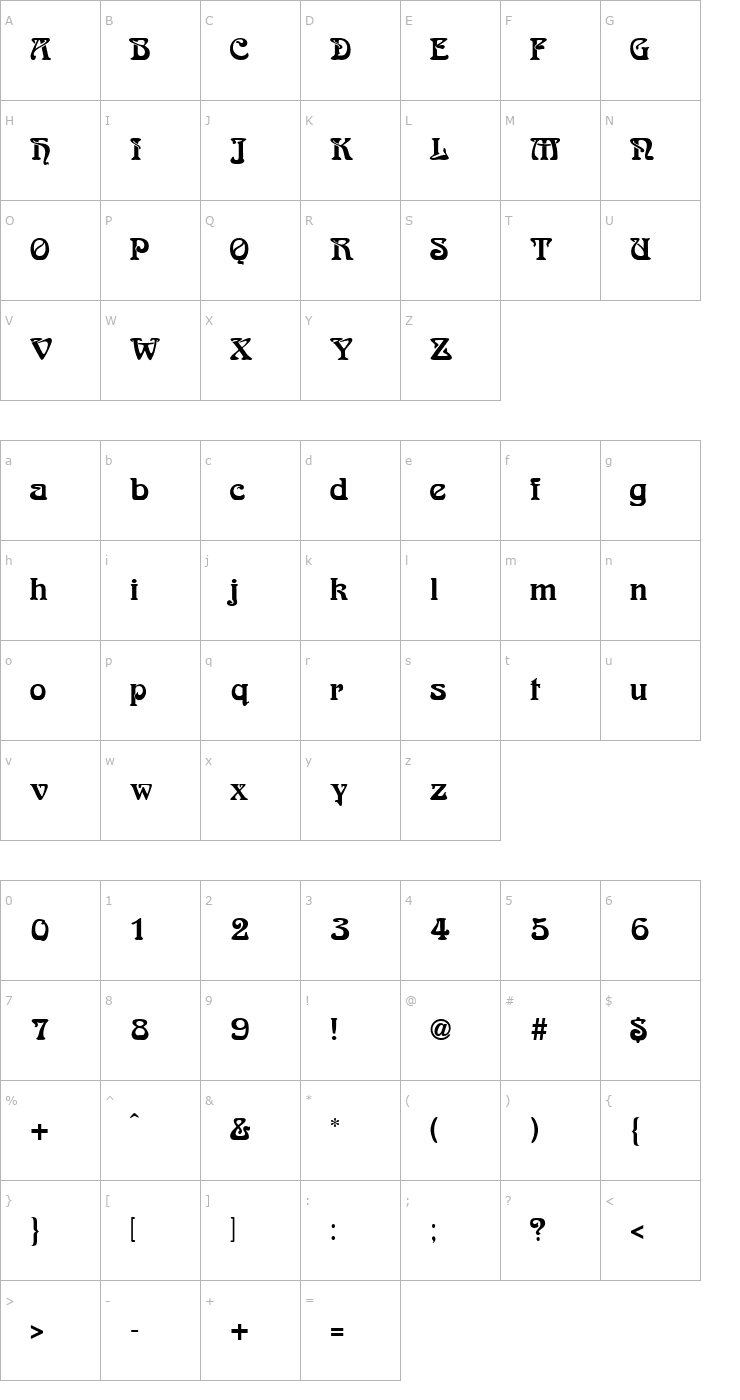 Character Map Bocklin Normal Font