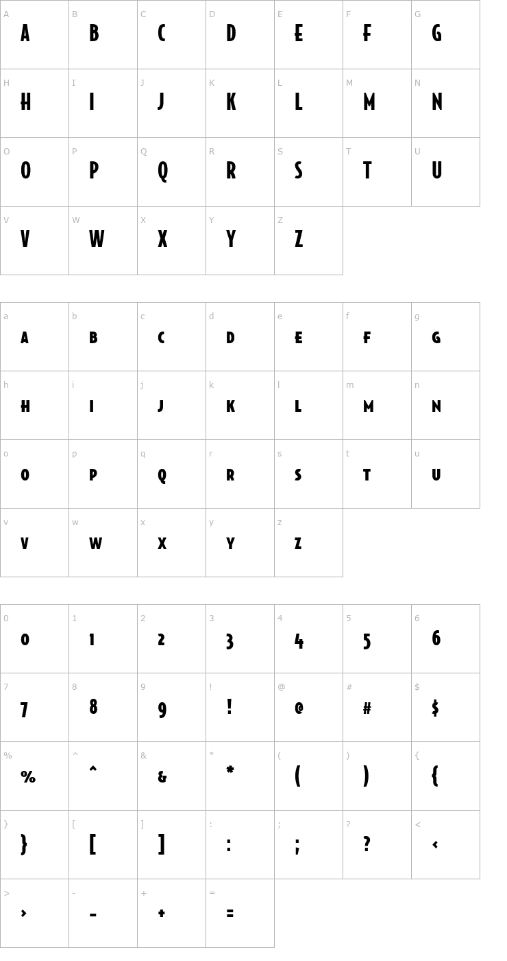 Character Map BodegaSans BlackSmallcaps Font