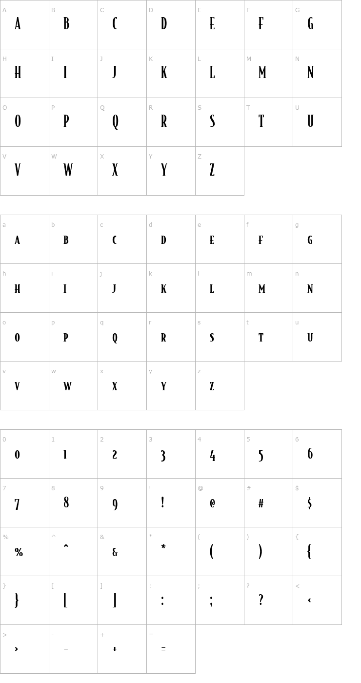 Character Map BodegaSerif MediumSmallcaps Font