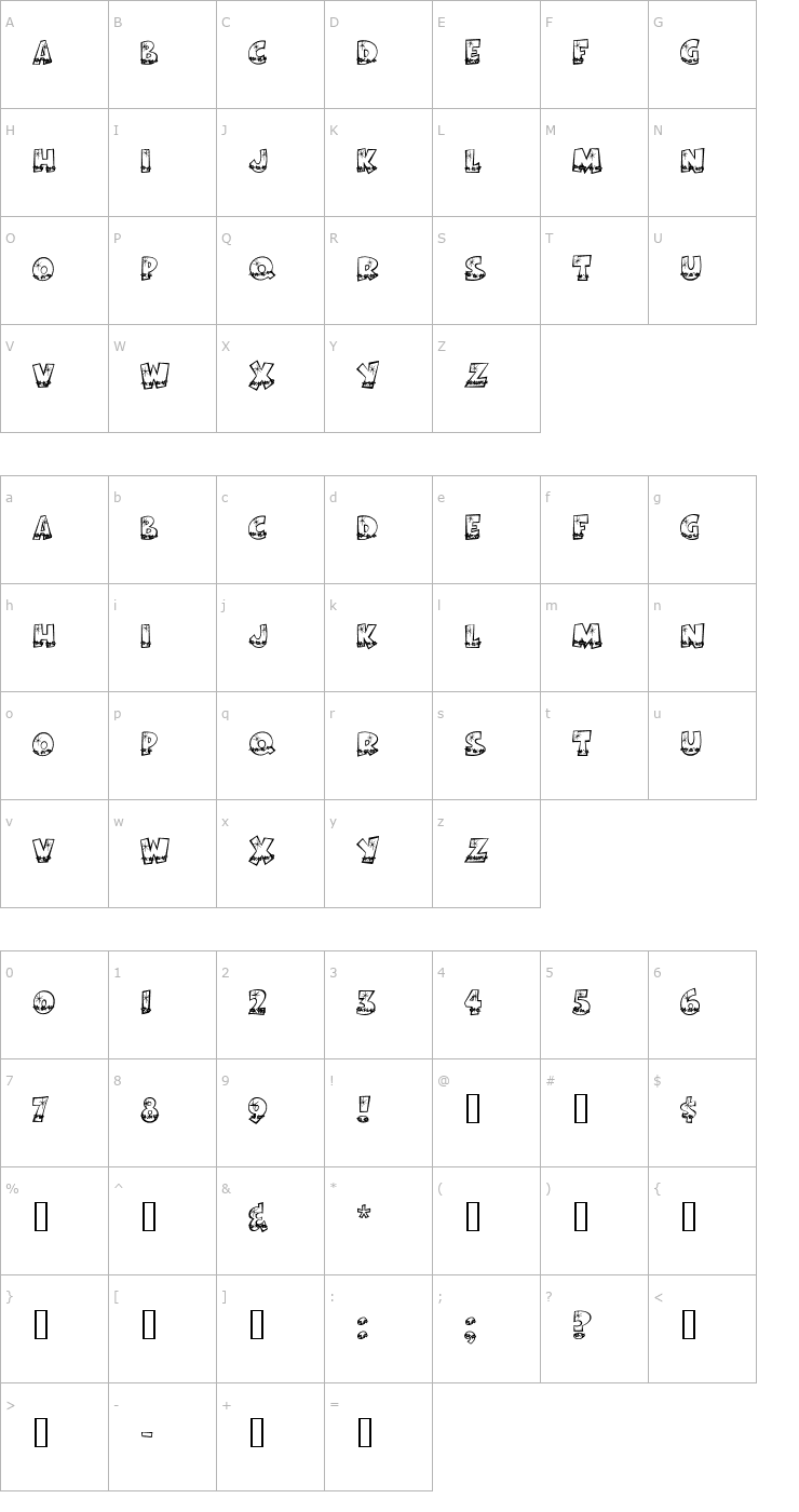 Character Map Bodie MF Holly Font